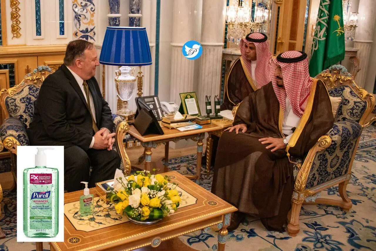 (عکس) ژل دست روی میز ملاقات سلمان با پمپئو جنجالی شد!
