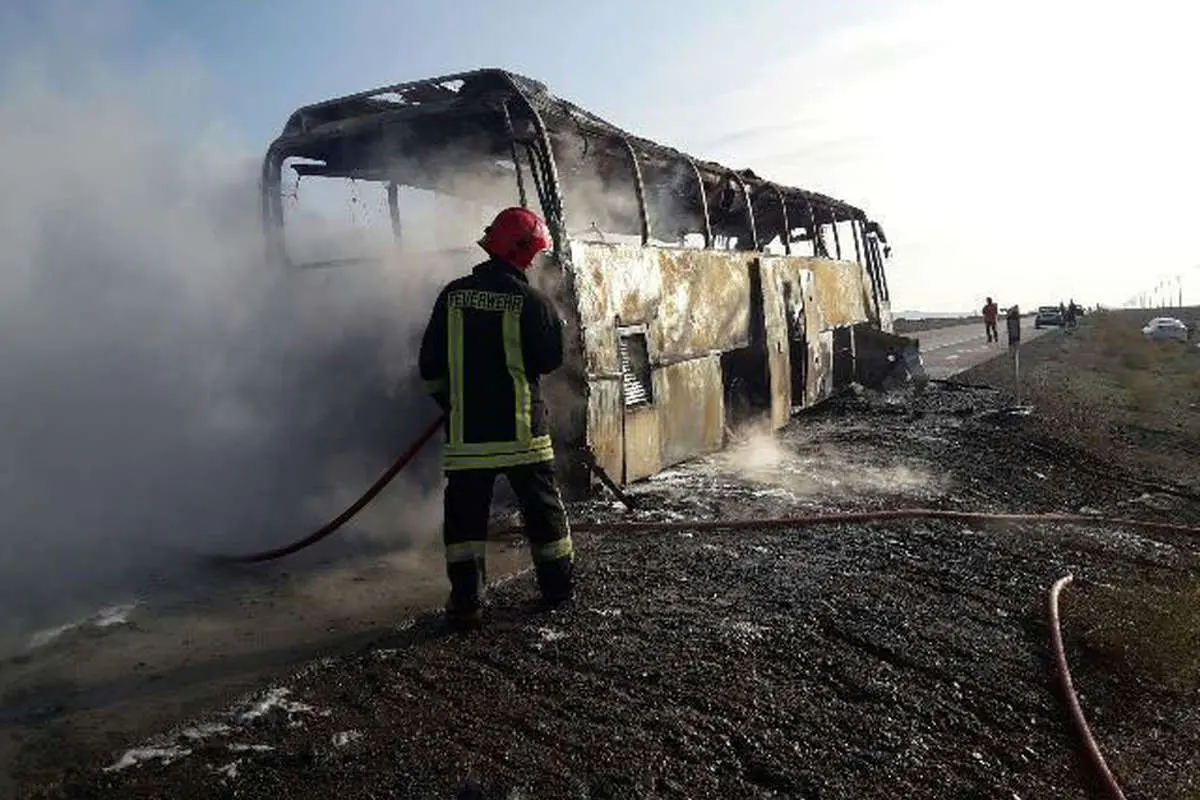 آتشسوزی اتوبوس مشهد به زاهدان