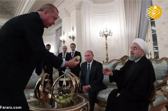 (تصویر) پذیرایی اردوغان با انجیر از روحانی و پوتین