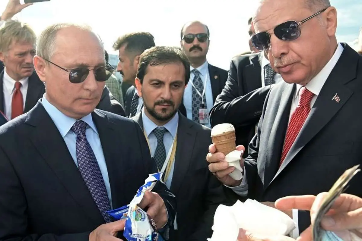 (تصاویر) بستنی خوری پوتین و اردوغان