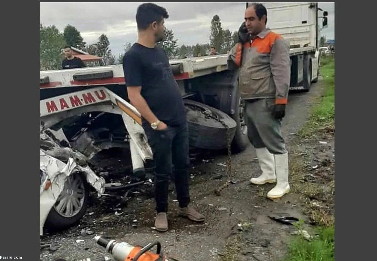 (تصویر) صحنه تصادف محمد احمدزاده سرمربی ملوان