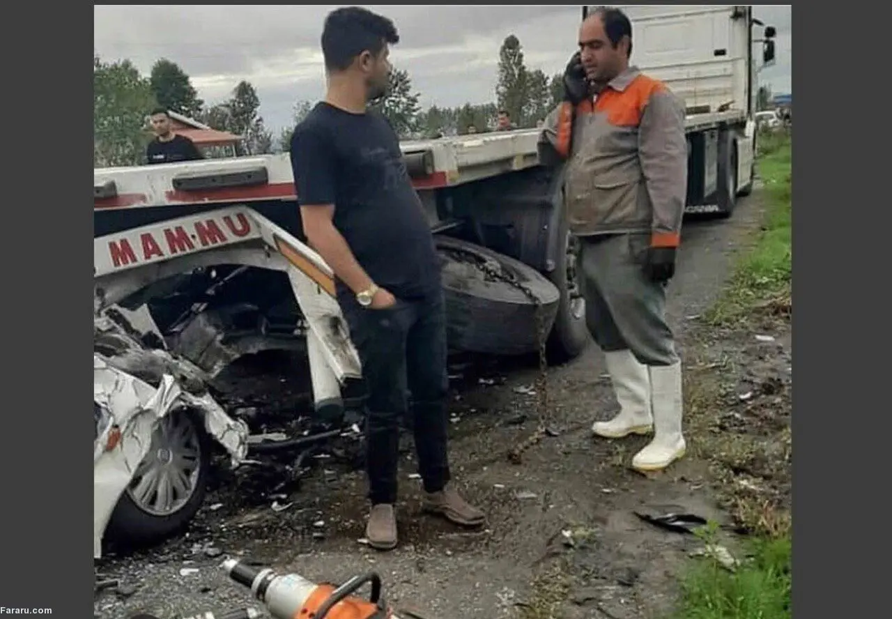 (تصویر) صحنه تصادف محمد احمدزاده سرمربی ملوان