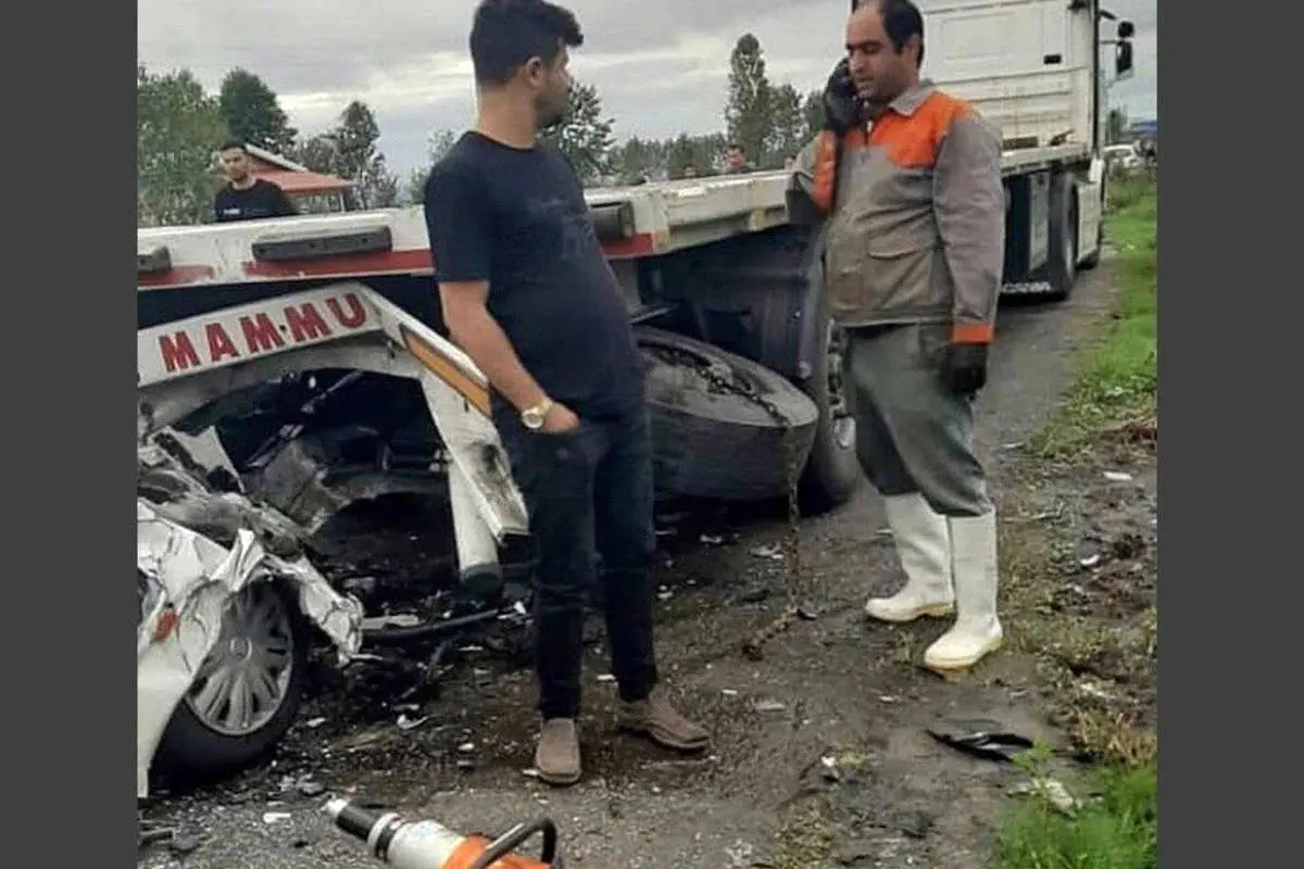 (تصویر) صحنه تصادف محمد احمدزاده سرمربی ملوان
