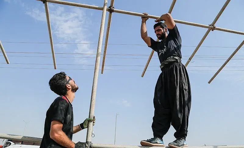 (تصاویر) برپایی موکب‌های اربعین در مرز مهران
