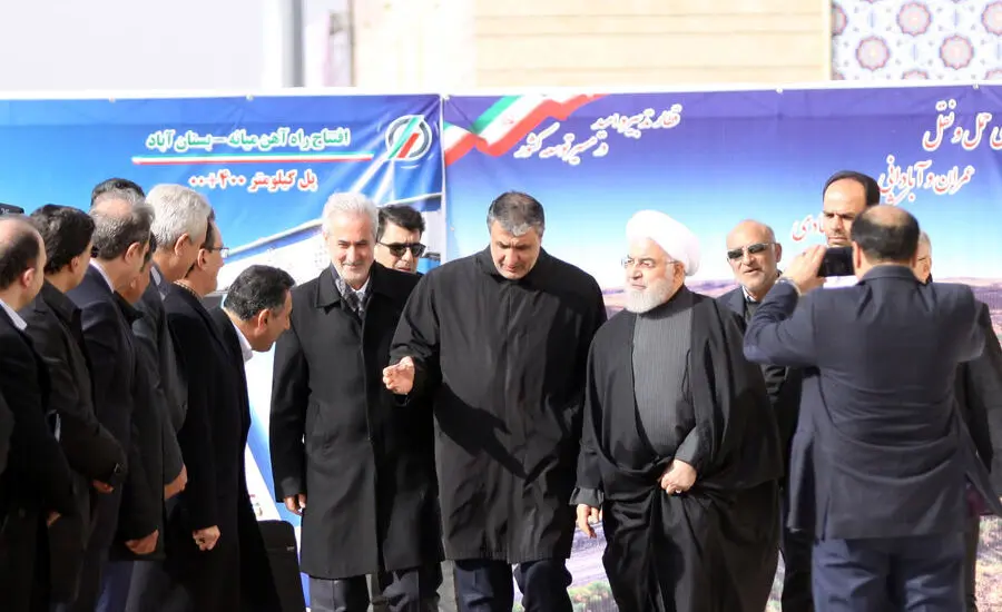 (تصاویر) افتتاح راه‌آهن میانه- بستان آباد با حضور رییس‌جمهور