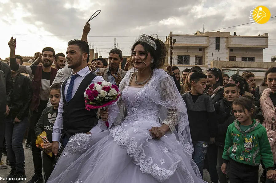 (تصاویر) جشن ازدواج زیر آتش جنگ سوریه