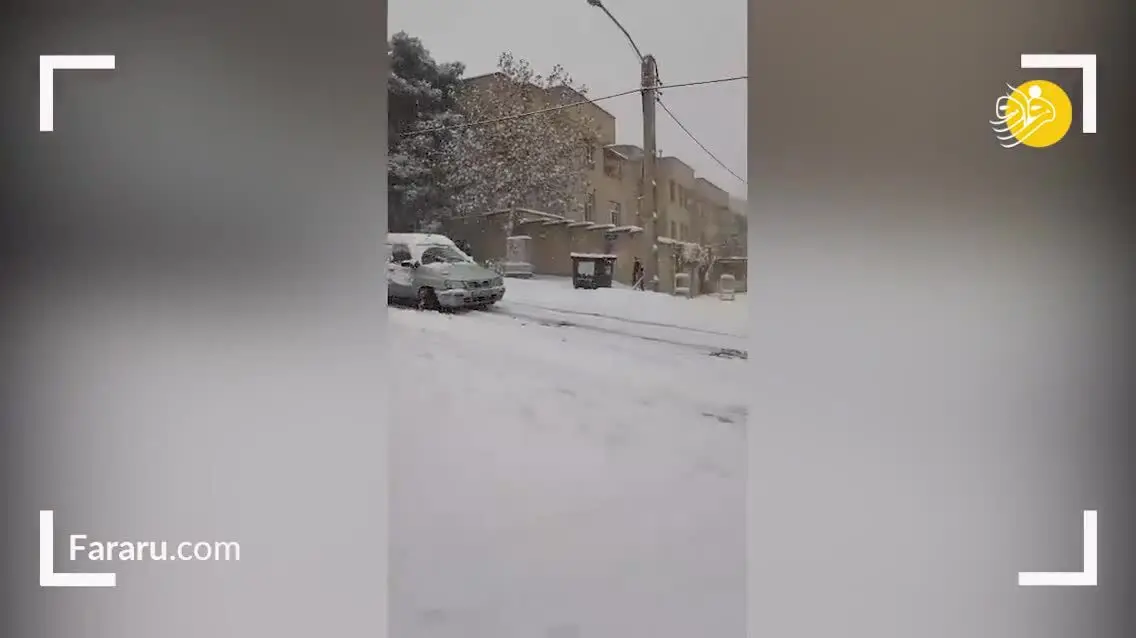 (ویدئو) بارش سنگین برف و ترافیک شدید در تهران