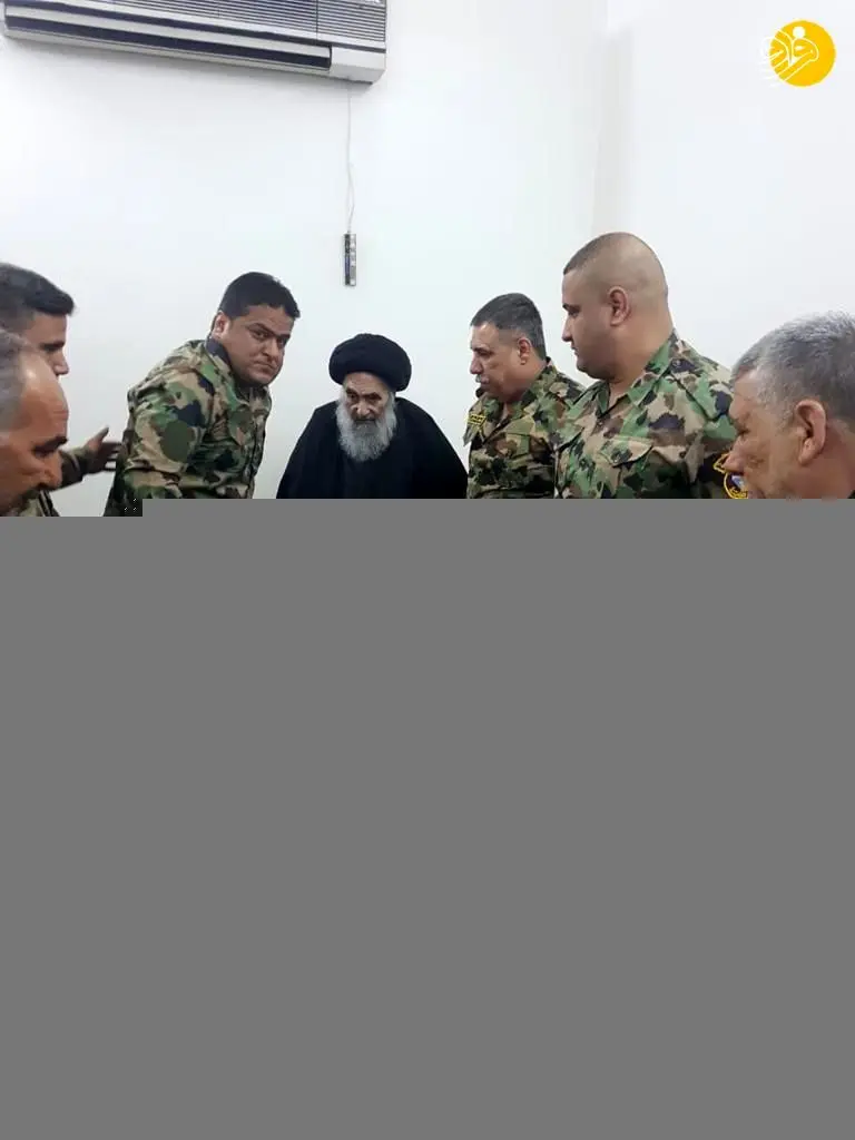 (تصویر) دیدار گروهی از مجروحان ارتش عراق با آیت‌الله سیستانی
