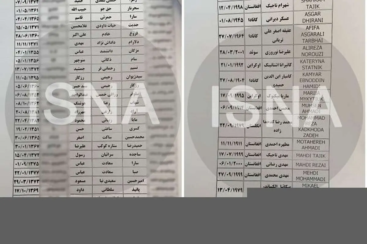 اسامی کشتهشدگان سقوط هواپیمای اوکراینی +جدول