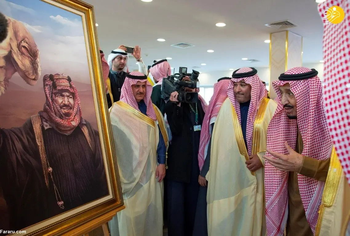 (تصاویر) ملک سلمان با عینک آفتابی در جشنواره شتر