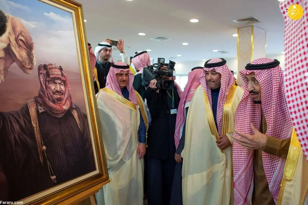 (تصاویر) ملک سلمان با عینک آفتابی در جشنواره شتر