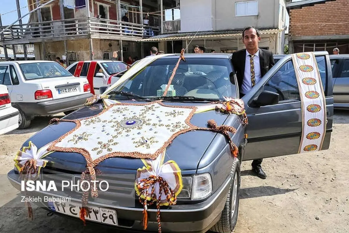 (عکس) ماشین عروس زیبای زوج ترکمن