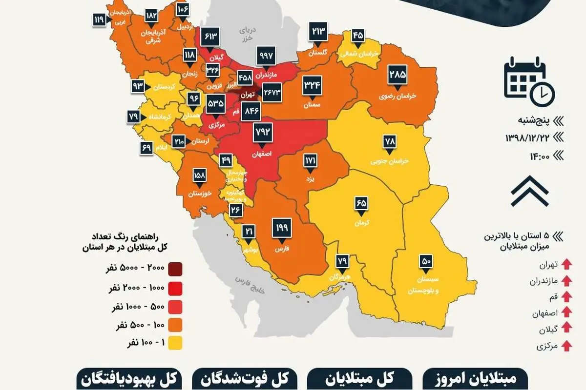 (اینفوگرافی) آمار رسمی کرونا در ایران