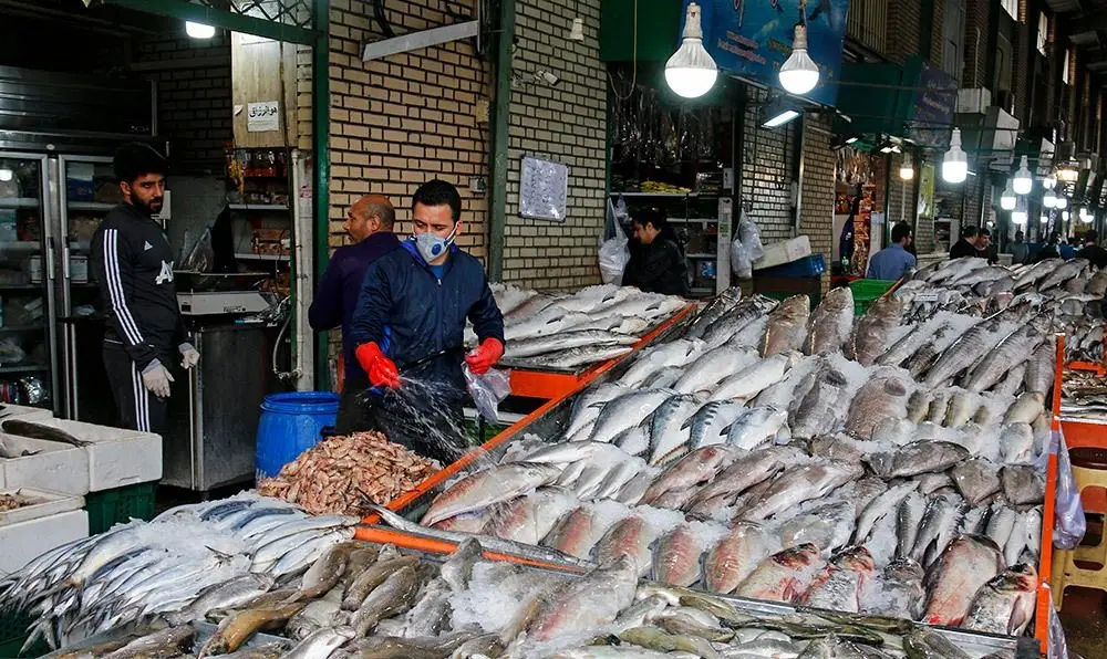 (تصاویر) بازار پررونق ماهی فروشان در شب عید کرونایی