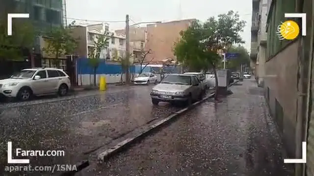 (ویدئو) بارش شدید تگرگ در تهران