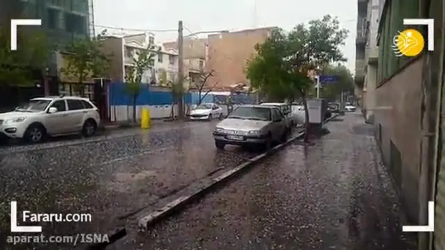 (ویدئو) بارش شدید تگرگ در تهران