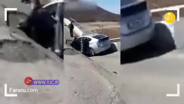 (ویدئو) ریزش پل هنگام عبور خودرو در روسیه