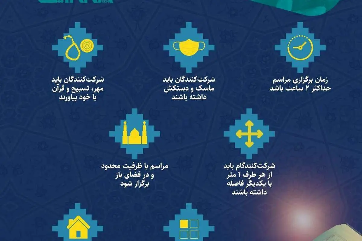 (اینفوگرافیک) دستورالعمل برگزاری مراسم شبهای قدر در دوره کرونا