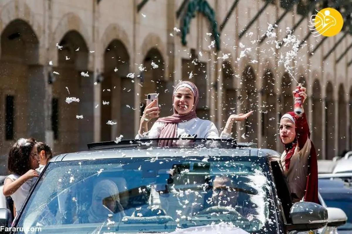 (تصاویر) جشن خیابانی دانش آموزان فارغ التحصیل فلسطینی