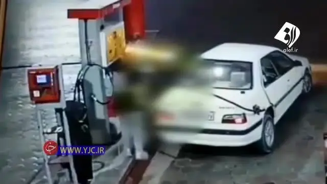 (ویدئو) چاقوکشی عجیب در پمپ بنزین