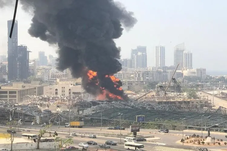 (ویدئو) بندر بیروت دوباره آتش گرفت
