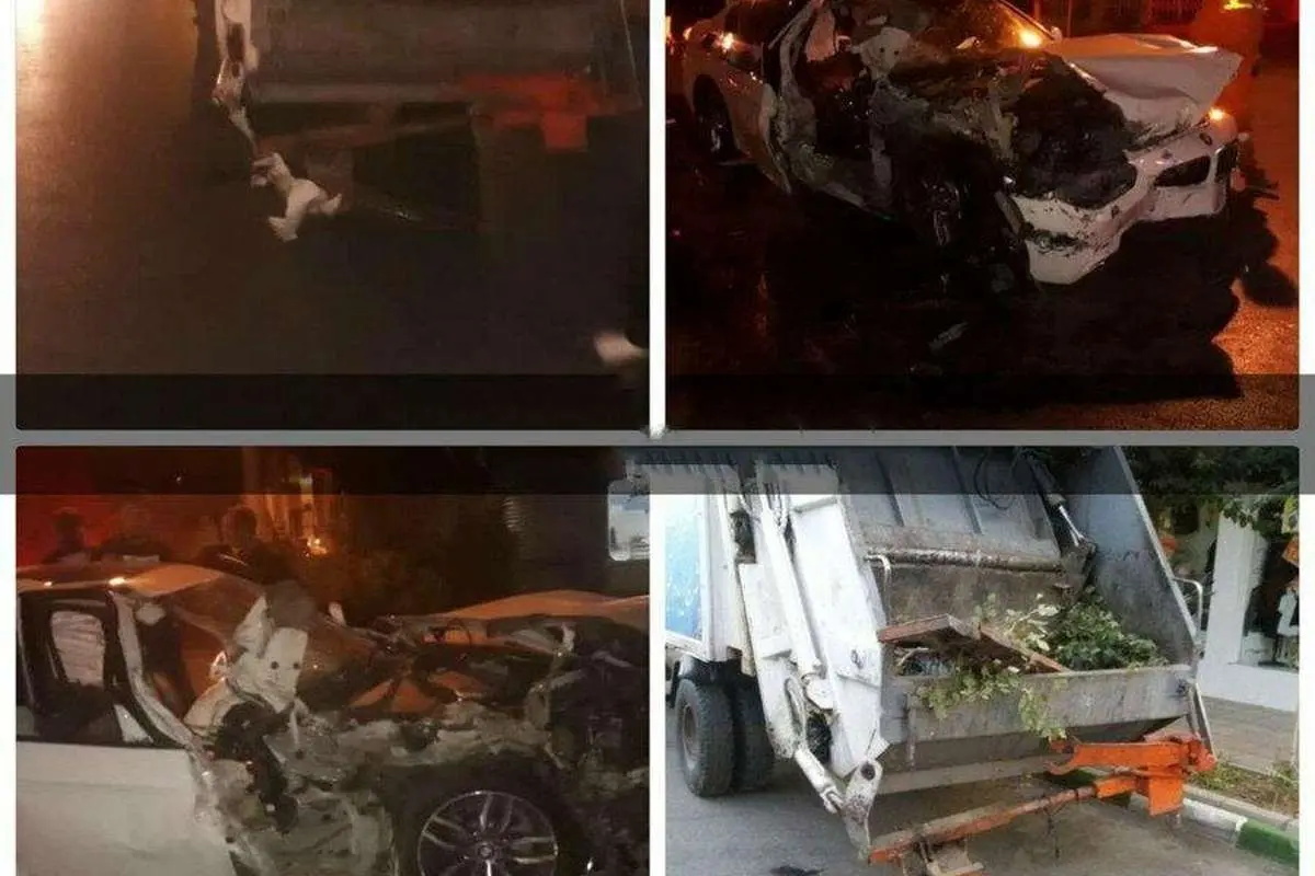 (تصویر) تصادف شدید بیامو با ماشین زباله کش