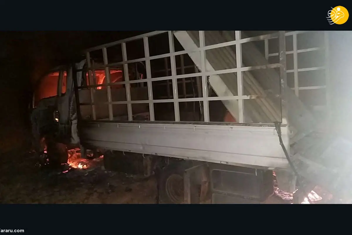 (تصاویر) حمله موشکی به اربیل با راکت‌انداز نصب شده روی وانت