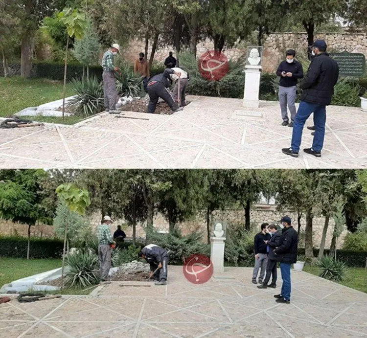 (ویدئو) آماده سازی محل دفن  استاد شجریان در آرامگاه فردوسی