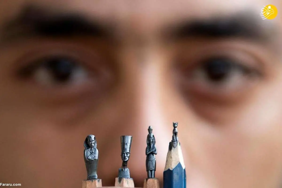 (تصاویر) تندیس فراعنه مصر روی نوک مداد!