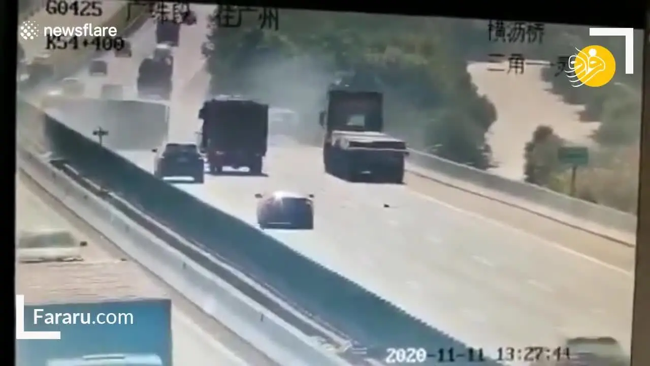 (ویدئو) نجات معجزه آسا در یک حادثه رانندگی