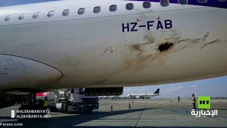 (ویدئو) خسارات حمله حوثی‌ها به فرودگاه أب‌ها در عربستان
