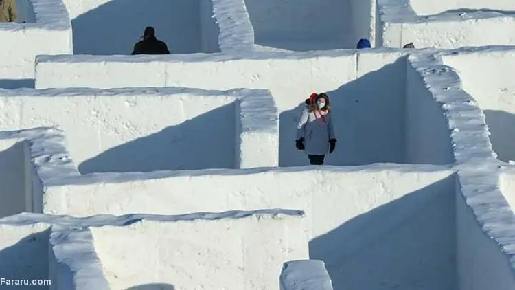(ویدئو) بزرگترین هزارتوی برفی جهان