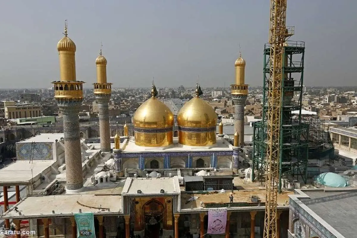 (تصاویر) جلوگیری از سقوط گلدسته حرم امامین جوادین(ع)