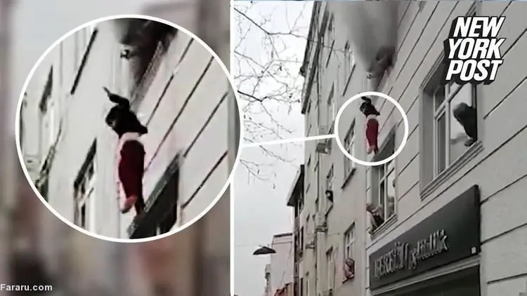 (ویدئو) اقدام شجاعانه یک مادر در آتش سوزی