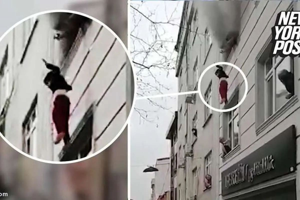 (ویدئو) اقدام شجاعانه یک مادر در آتش سوزی