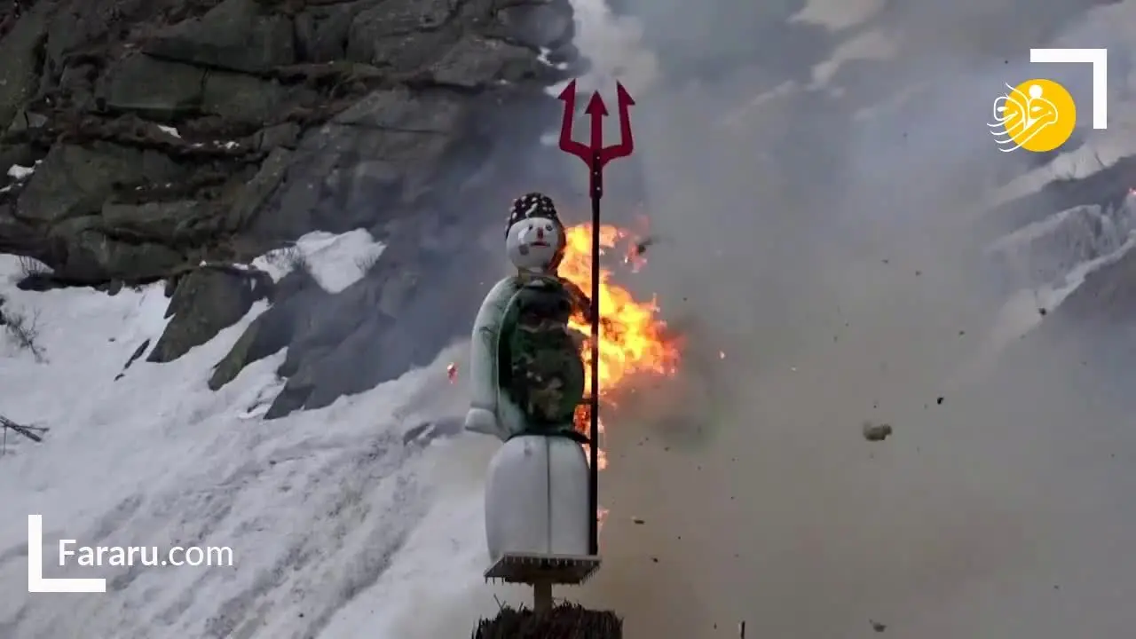 (ویدئو) سوزاندن نماد مرد زمستانی