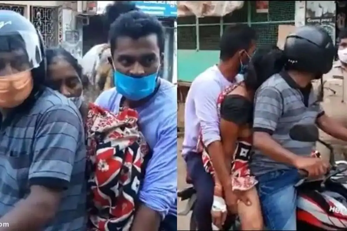 (ویدئو) انتقال قربانی کرونا با موتور!