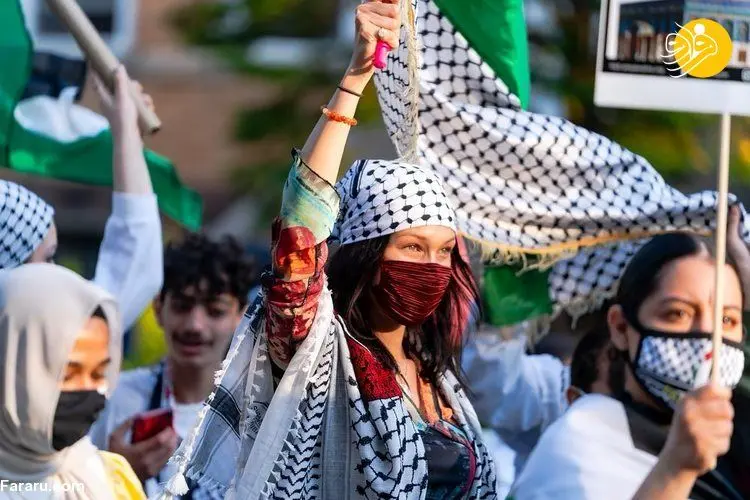 (تصاویر) «بلا حدید» در راهپیمایی حمایت از فلسطین