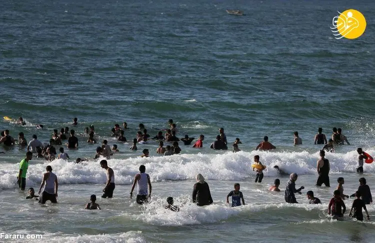 (تصاویر) تفریح فلسطینی‌ها در ساحل غزه