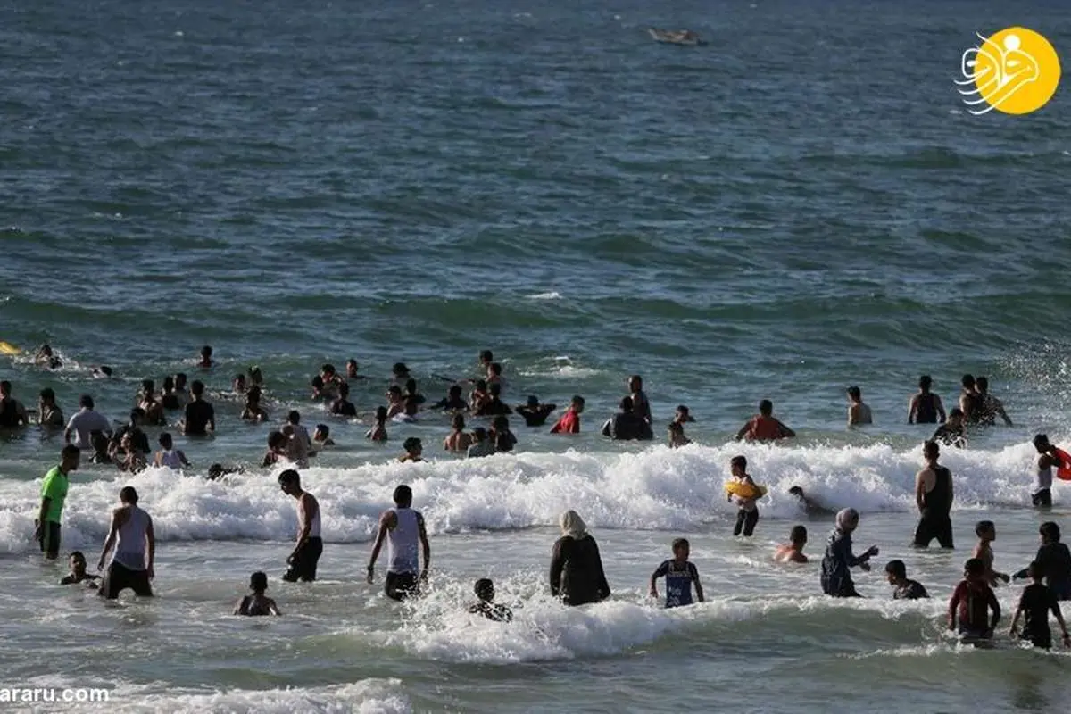 (تصاویر) تفریح فلسطینیها در ساحل غزه