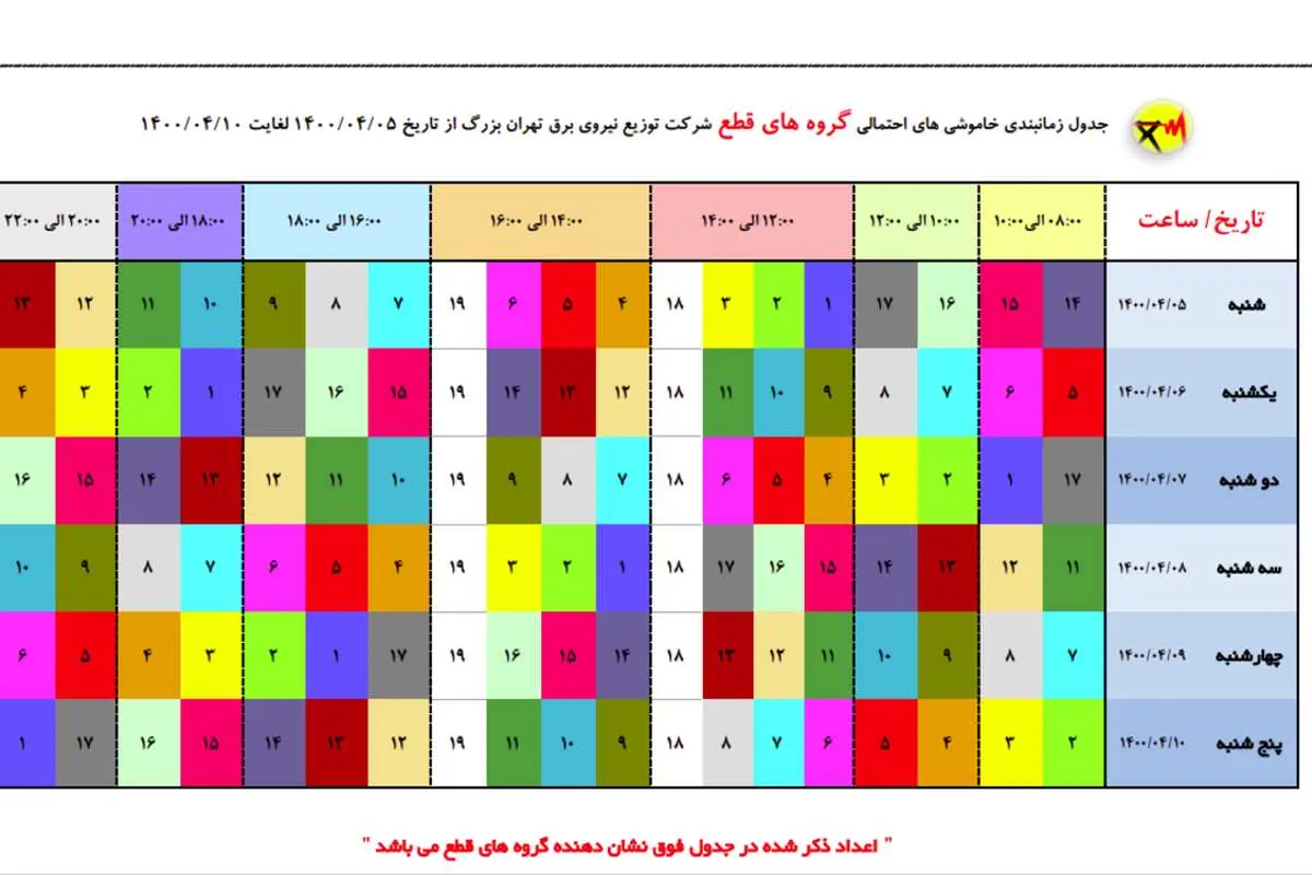 جزئیات قطع احتمالی برق امروز ۷ تیر ۱۴۰۰ در پایتخت