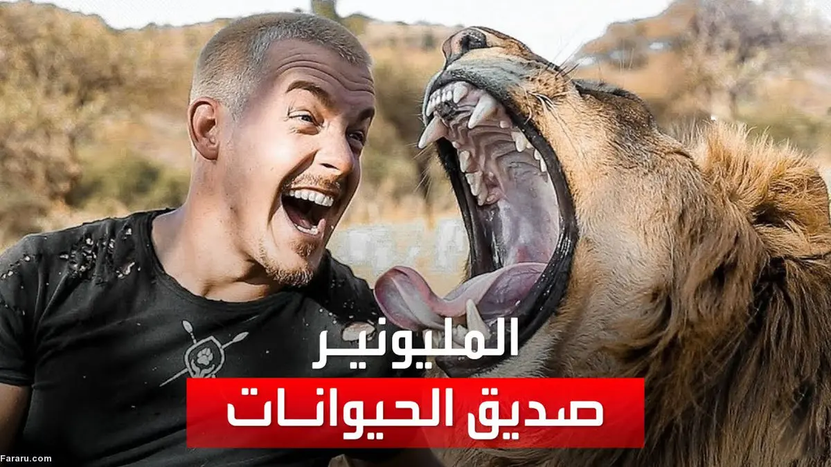 (ویدئو) دوستی عجیب یک تاجر با شیر و کفتار!