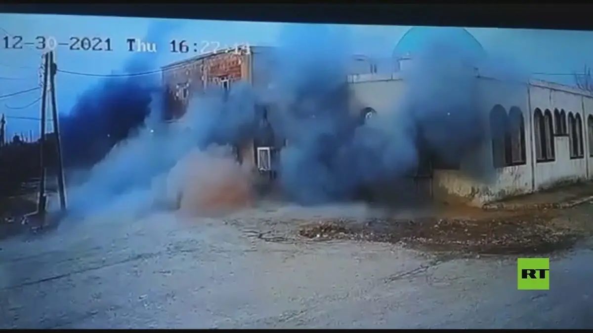(ویدئو) لحظه اصابت راکت به مسجدی در حسکه