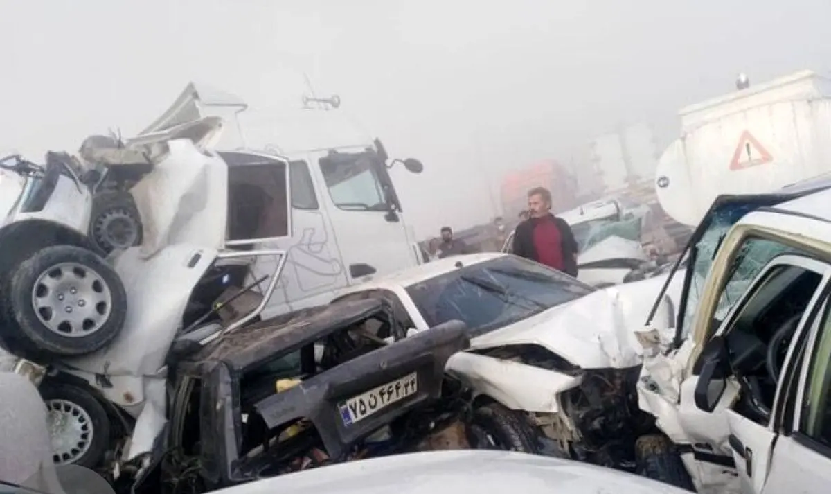 (ویدئو) تصادف مرگبار ۵٠ خودرو در خوزستان