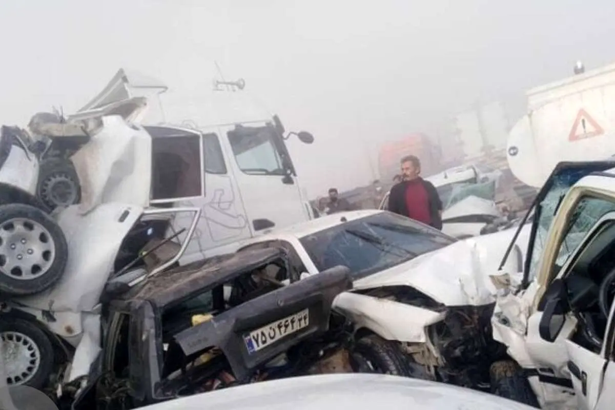 (ویدئو) تصادف مرگبار ۵٠ خودرو در خوزستان