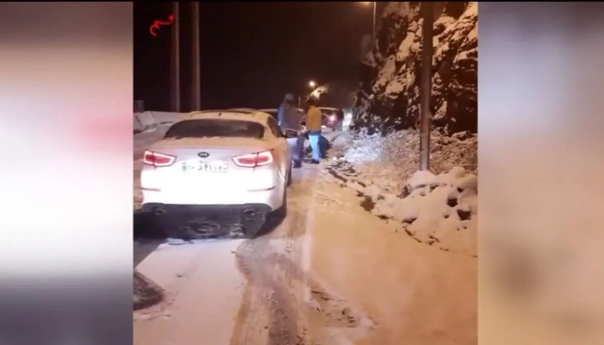(ویدئو) گیر افتادن نماینده مجلس در برف جاده چالوس