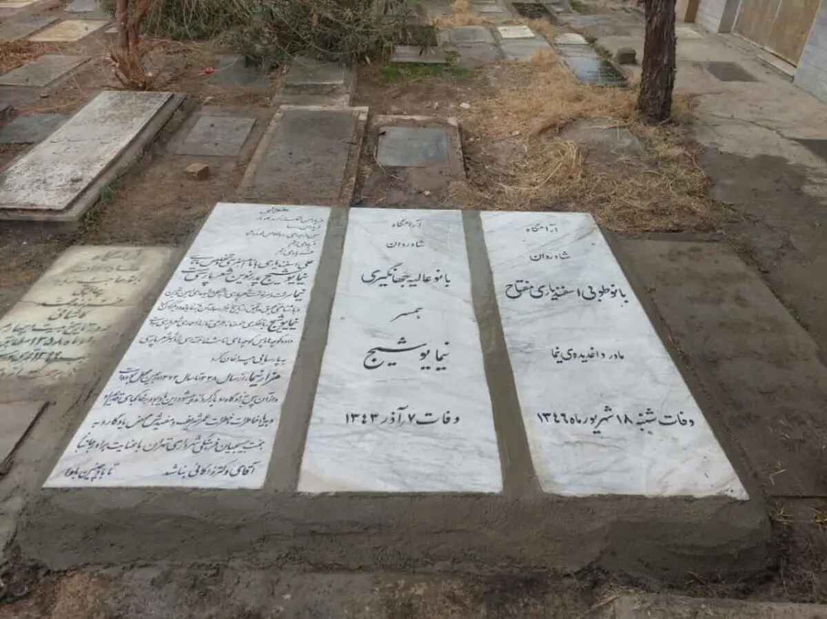 (تصویر) تقدیر از زاکانی بر روی سنگ قبر نیما یوشیج