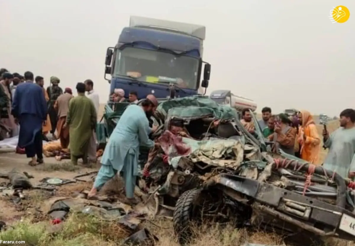(عکس) مرگ ۸ جنگجوی طالبان در تصادف با تریلی