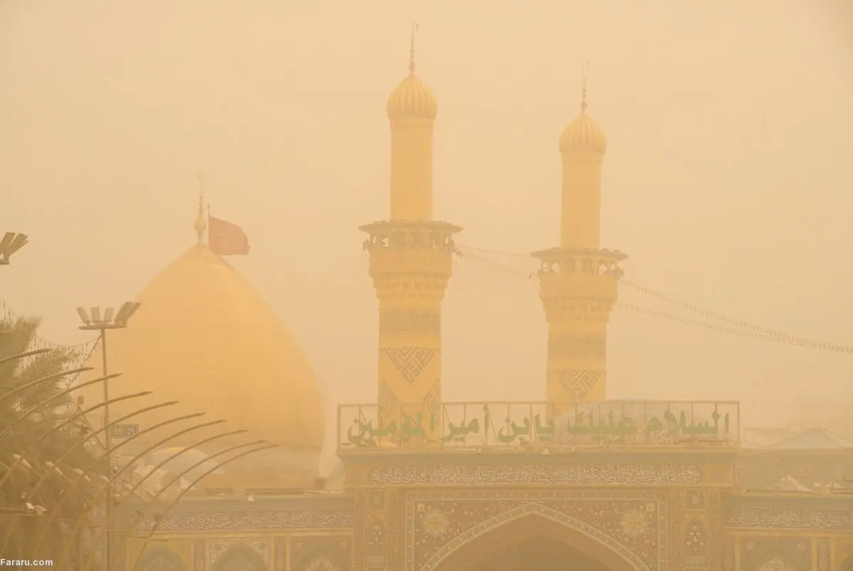 (تصاویر) طوفان گرد و غبار در کربلا