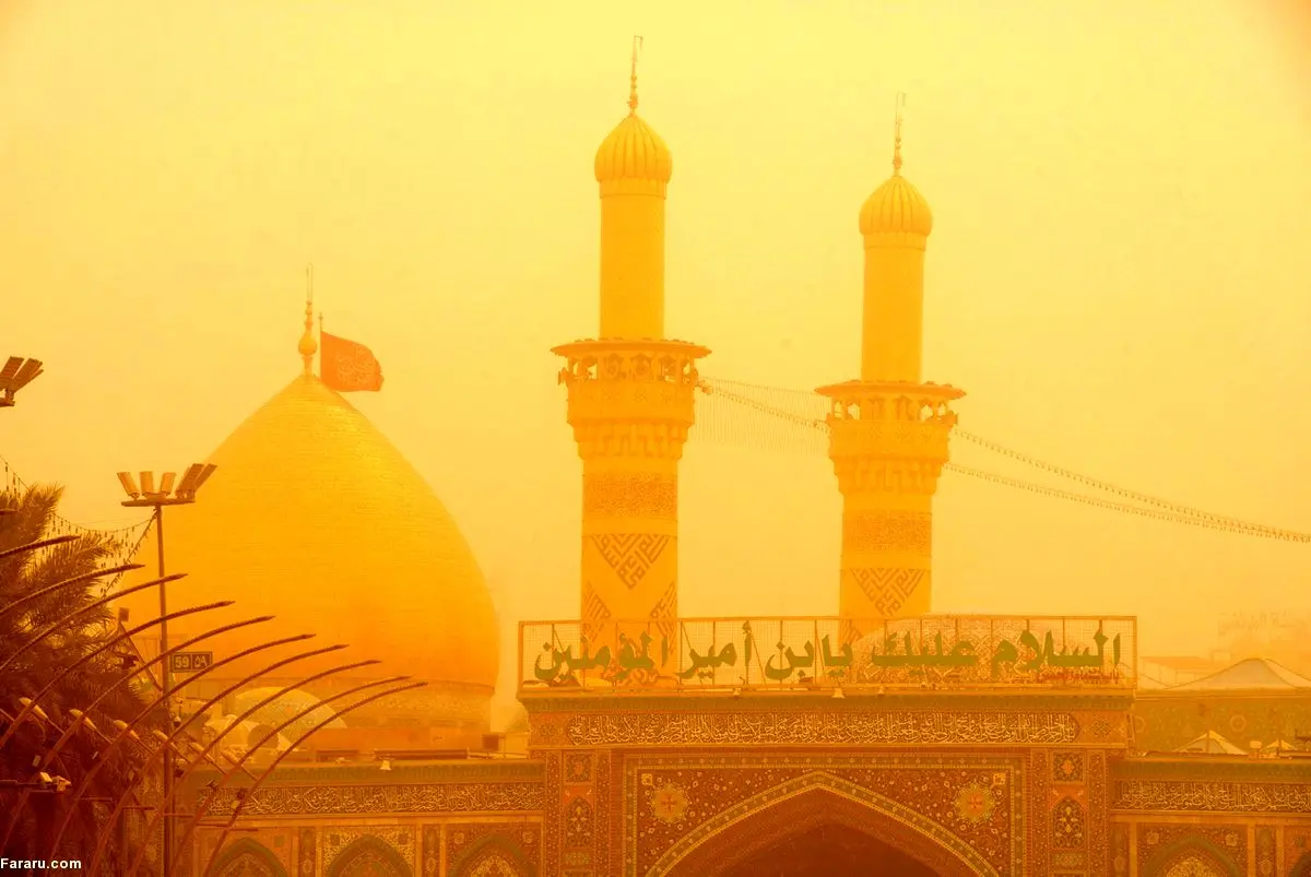 (تصاویر) طوفان گرد و غبار در کربلا